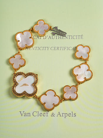 Fortok Van Cleef & Arpels Alhambra Watch Bracelet White Grey