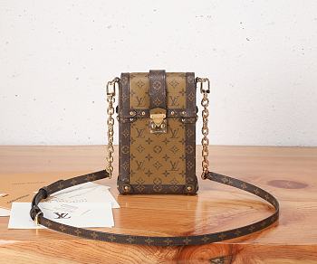 Fortok Louis Vuitton Vertical Trunk Pochette Brown Monogram 11 x 17.5 x 3.5 cm