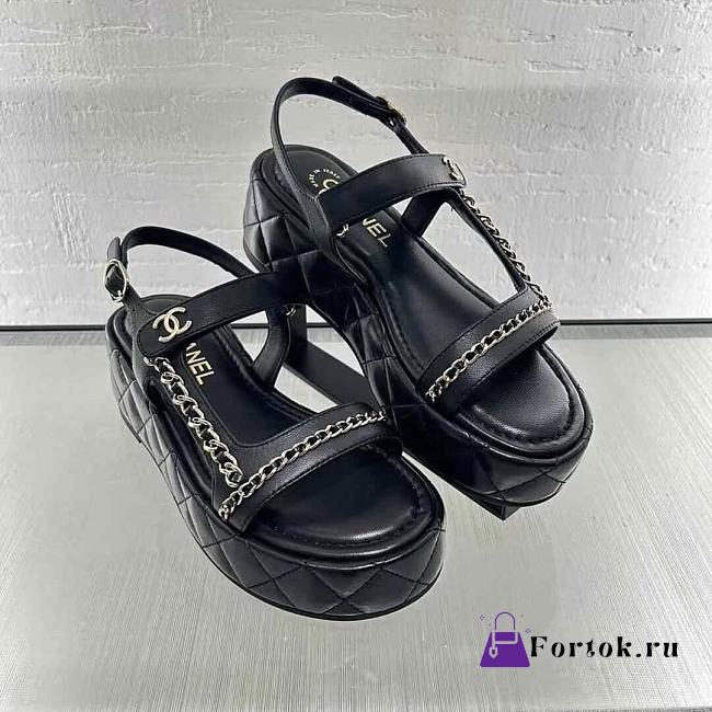 Fortok Chanel Sandals Black 01 - 1
