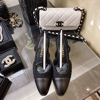 Fortok Chanel Slingback Black Flower
