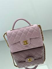 Fortok Chanel 25ss Flap Bag With Top Handle Pink 14x20x6cm - 1