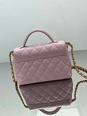 Fortok Chanel 25ss Flap Bag With Top Handle Pink 14x20x6cm - 4