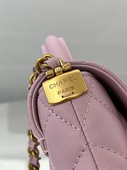 Fortok Chanel 25ss Flap Bag With Top Handle Pink 14x20x6cm - 5