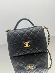 Fortok Chanel 25ss Flap Bag With Top Handle Black 14x20x6cm - 1
