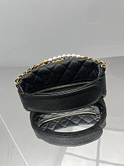 Fortok Chanel Quilted Circle Pouch Bag Black w/ Chain Gold Hardware 14x11.4x3.2cm - 4