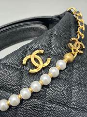Fortok Chanel Quilted Circle Pouch Bag Black w/ Chain Gold Hardware 14x11.4x3.2cm - 3