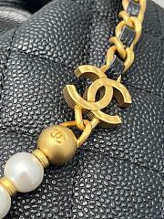 Fortok Chanel Quilted Circle Pouch Bag Black w/ Chain Gold Hardware 14x11.4x3.2cm - 2