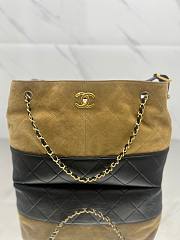 Fortok Chanel Shopping Bag In Brown Suede With Leather 36*24*14cm - 1