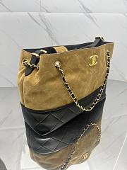 Fortok Chanel Shopping Bag In Brown Suede With Leather 36*24*14cm - 5