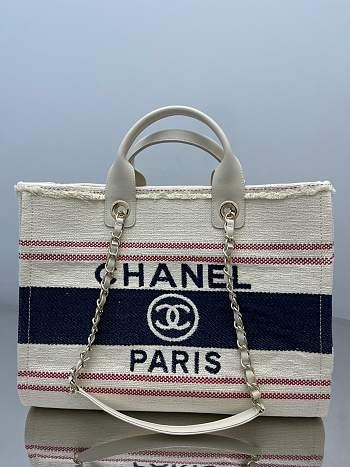 Fortok Chanel Deauville Canvas White And Blue 35/38cm