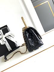 Fortok Chanel Flap Bag with Top Handle Black 19cm  - 3