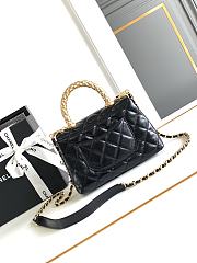 Fortok Chanel Flap Bag with Top Handle Black 19cm  - 2