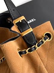 Fortok Chanel Shopping Bag Suede Calfskin, Shiny Lambskin & Gold-Tone Metal Beige & Black 31*28*12cm - 6