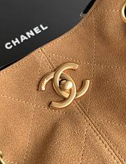 Fortok Chanel Shopping Bag Suede Calfskin, Shiny Lambskin & Gold-Tone Metal Beige & Black 31*28*12cm - 5