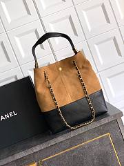 Fortok Chanel Shopping Bag Suede Calfskin, Shiny Lambskin & Gold-Tone Metal Beige & Black 31*28*12cm - 2
