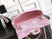 Fortok The Chanel Coco Beach 2025 collection Maxi Flapbag Printed Denim & Gold-Tone Metal Light Pink & White 15x 24 x6.5cm - 5