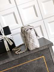 Fortok The Chanel Coco Beach 2025 collection Maxi Flapbag Printed Denim & Gold-Tone Metal Light Grey & White 15x 24 x6.5cm - 6