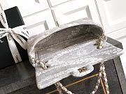 Fortok The Chanel Coco Beach 2025 collection Maxi Flapbag Printed Denim & Gold-Tone Metal Light Grey & White 15x 24 x6.5cm - 5