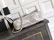 Fortok The Chanel Coco Beach 2025 collection Maxi Flapbag Printed Denim & Gold-Tone Metal Light Grey & White 15x 24 x6.5cm - 4