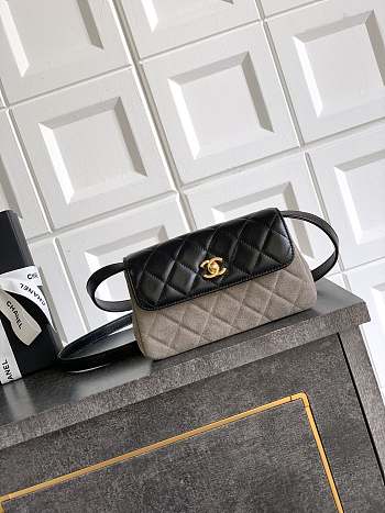 Fortok Chanel Flap Bag Grey 11.5 X19.5X5cm