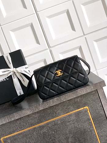 Fortok Chanel Flap Bag Black 11.5 X19.5X5cm