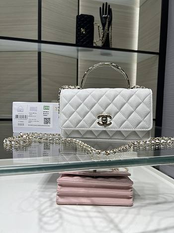 Fortok Chanel 25SS Clutch with Chain White 11 x 18.5 x 6cm