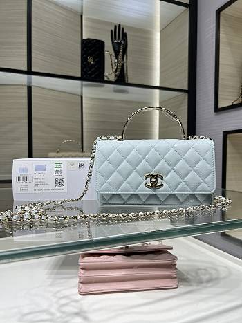 Fortok Chanel 25SS Clutch with Chain Blue 11 x 18.5 x 6cm