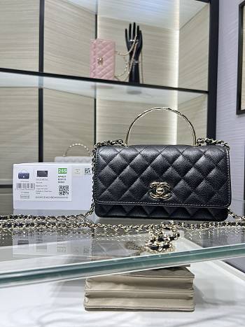 Fortok Chanel 25SS Clutch with Chain Black 11 x 18.5 x 6cm
