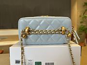 Fortok Chanel Make Up Bag Handle Blue 17cm - 5