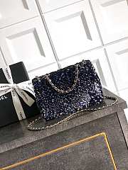 Fortok Chanel Blue Sequin Flap Bag 20cm - 3