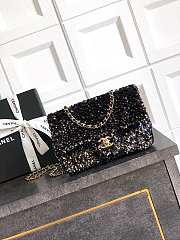 Fortok Chanel Black Sequin Flap Bag 20cm - 1