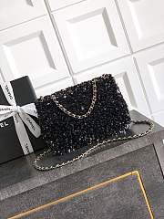 Fortok Chanel Black Sequin Flap Bag 20cm - 6