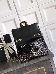 Fortok Chanel Black Sequin Flap Bag 20cm - 4