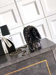 Fortok Chanel Black Sequin Flap Bag 20cm - 2