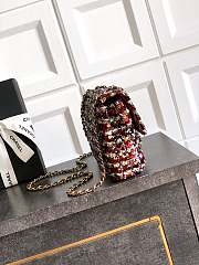 Fortok Chanel Red With Yellow Details Sequin Flap Bag 20cm - 5