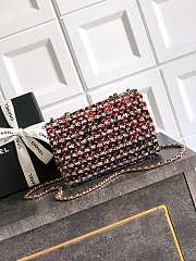 Fortok Chanel Red With Yellow Details Sequin Flap Bag 20cm - 3