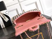 Fortok Chanel Pink With Green Details Sequin Flap Bag 20cm - 6