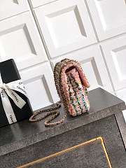 Fortok Chanel Pink With Green Details Sequin Flap Bag 20cm - 4