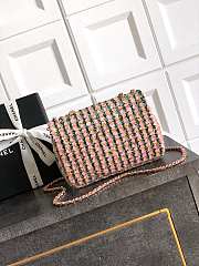 Fortok Chanel Pink With Green Details Sequin Flap Bag 20cm - 3