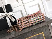 Fortok Chanel Pink With Green Details Sequin Flap Bag 20cm - 2