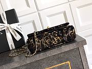 Fortok Chanel Black With Rose Details Sequin Flap Bag 20cm - 5