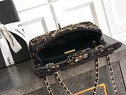 Fortok Chanel Black With Rose Details Sequin Flap Bag 20cm - 3