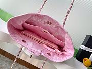 Fortok The Chanel Coco Beach 2025 collection Maxi Shopping Bag Printed Denim & Gold-Tone Metal Light Pink & White 28.5-37-13cm - 6