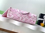 Fortok The Chanel Coco Beach 2025 collection Maxi Shopping Bag Printed Denim & Gold-Tone Metal Light Pink & White 28.5-37-13cm - 2