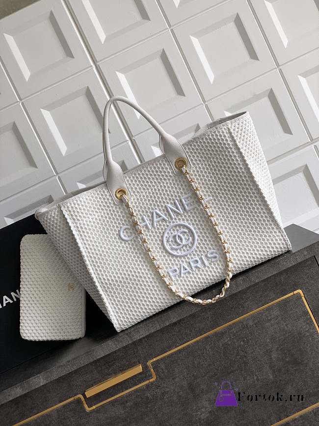 Fortok Chanel Deville Tote Bag White - 1