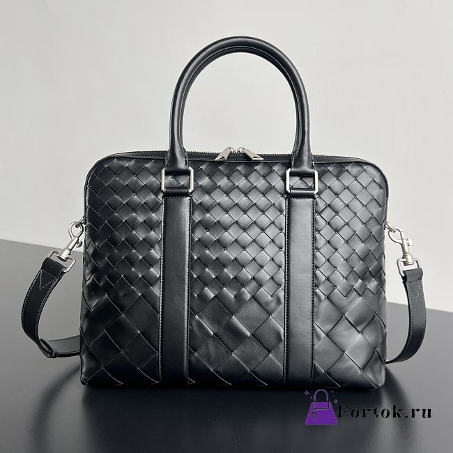 Fortok Bottega Veneta Small Getaway Intrecciato Black 39x28.5x8cm  - 1