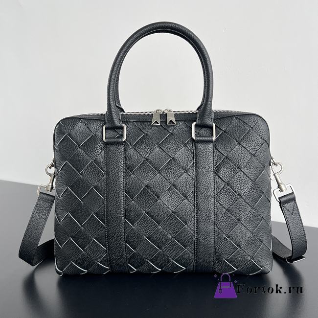 Fortok Bottega Veneta Small Getaway Intrecciato Black Leather 39x28.5x8cm - 1
