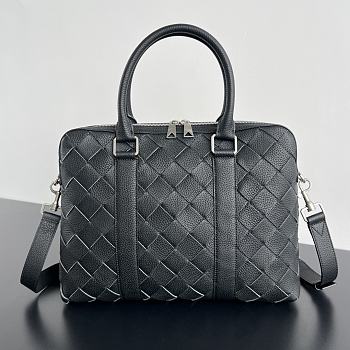 Fortok Bottega Veneta Small Getaway Intrecciato Black Leather 39x28.5x8cm