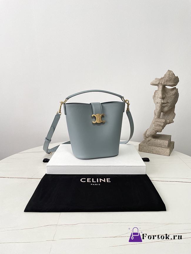 Fortok Women Celine Bucket Louise In Smooth Calfskin Blue 16×19×12cm  - 1
