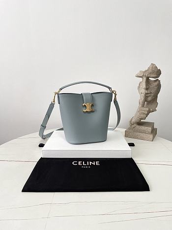 Fortok Women Celine Bucket Louise In Smooth Calfskin Blue 16×19×12cm 